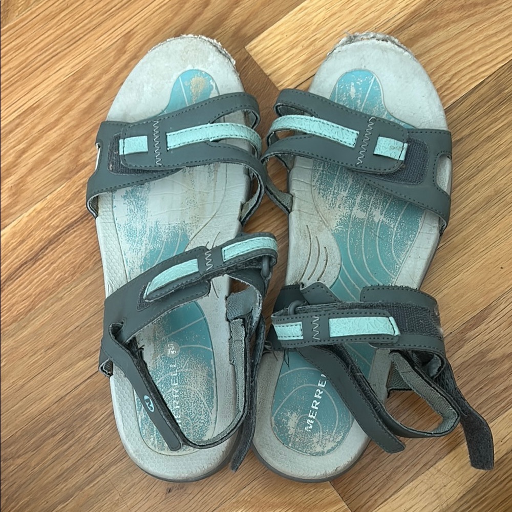 Merrell Gray and Blue Outdoor Sandals with Adjustable Straps